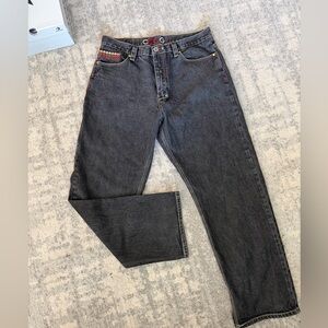 COOGI Men's Dark Gray Jeans with Colorful Embroidery 38x34